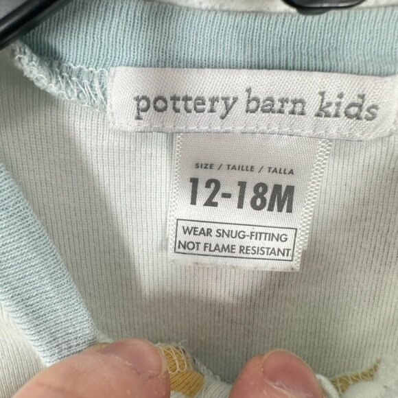 Pottery Barn Kids Size 12-18Month 100% Cotton Baby Blue Forest Footie Pajama - Picture 4 of 8